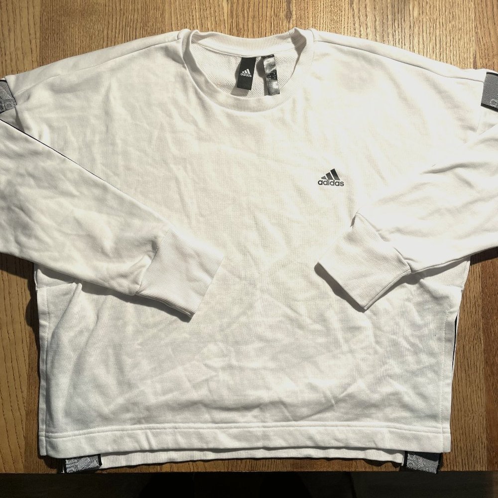 Addidas White with Black Trim Crew Neck